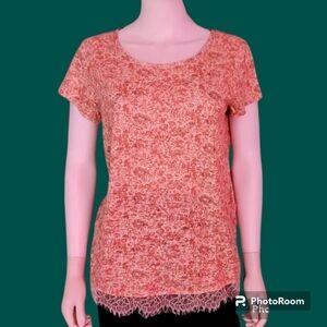 3/$30 LAUREN CONRAD Floral Lace Short Sleeve Bow Coquette Blouse